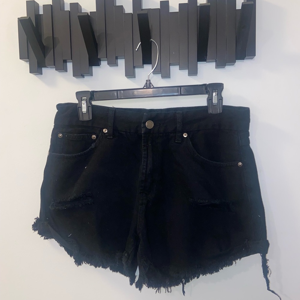 JBD high waist ripped black denim shorts size M